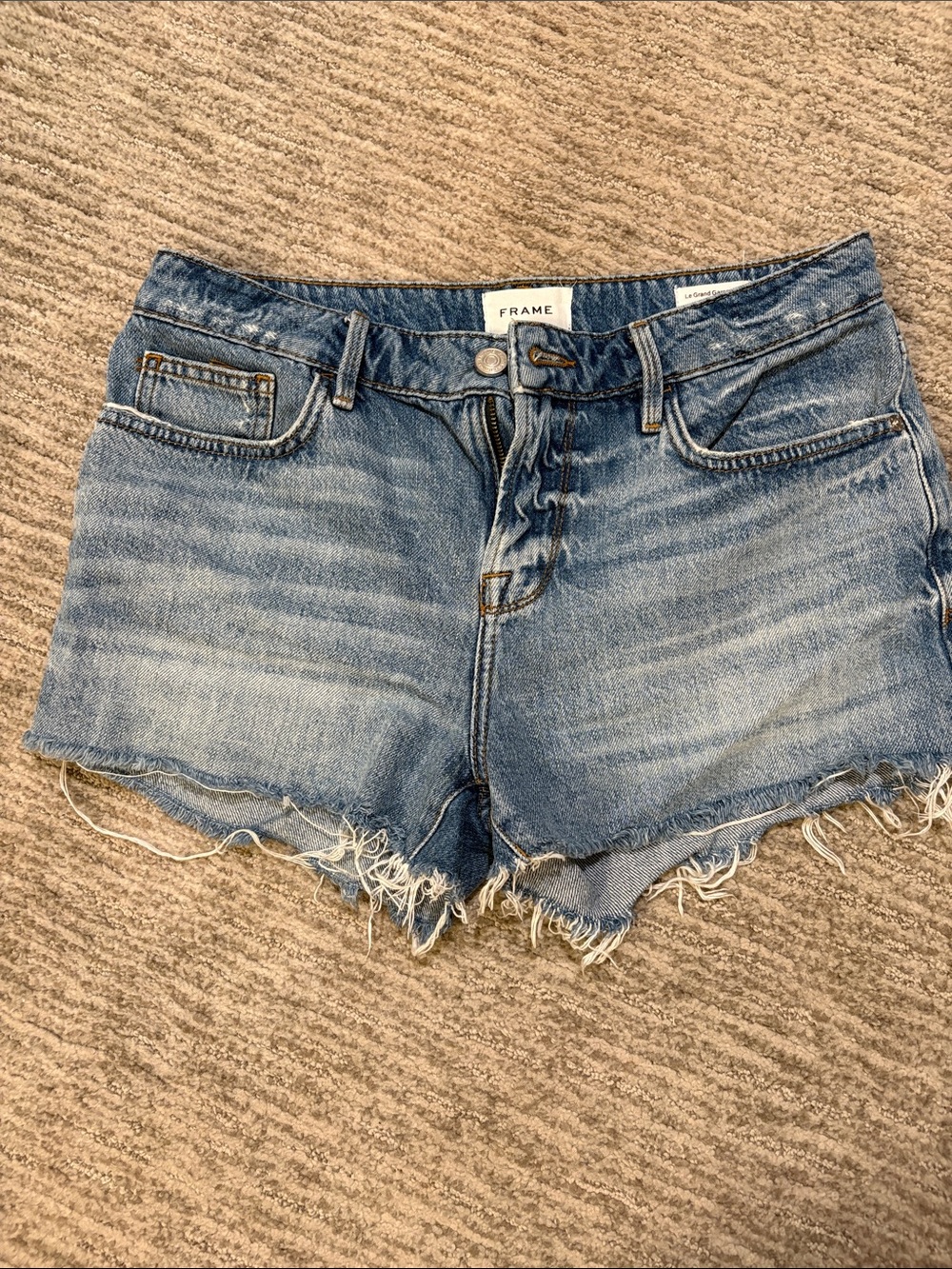 Frame Denim Light Blue Distressed Cutoff Shorts